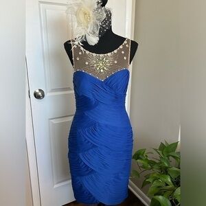🦋Vintage Adrianna Papell Royal Blue Sexy Cocktail Homecoming Party Dress 8 M/L